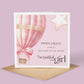 Personalised New Baby Card Pink Balloon and Stars