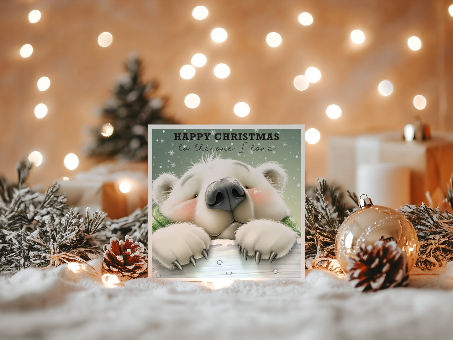 Cute Polar Bear Christmas Card: To the One I Love