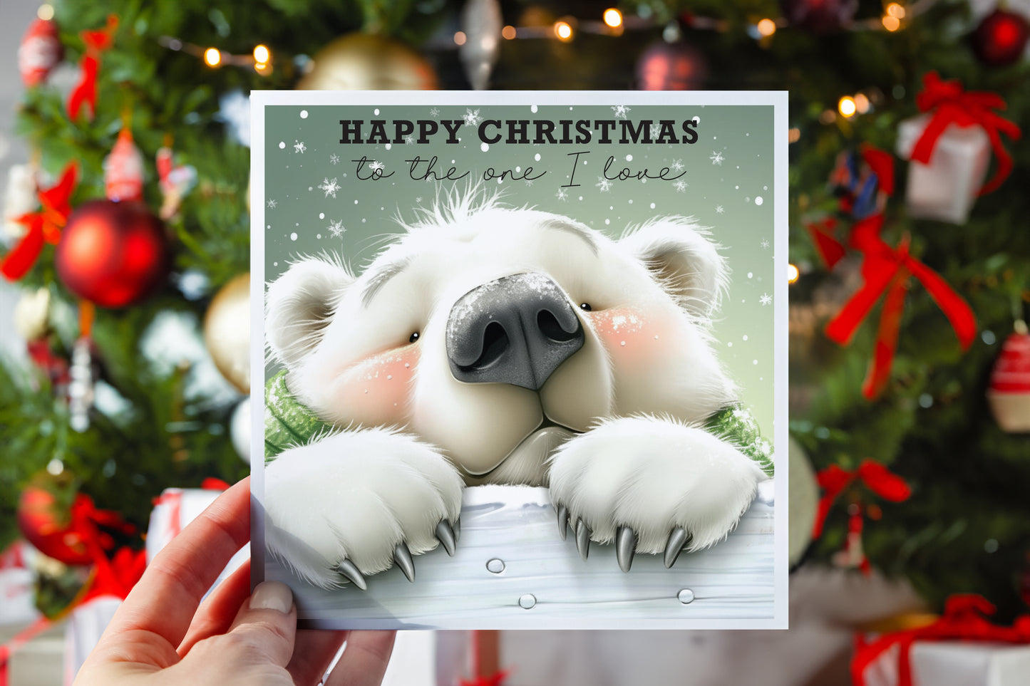 Cute Polar Bear Christmas Card: To the One I Love