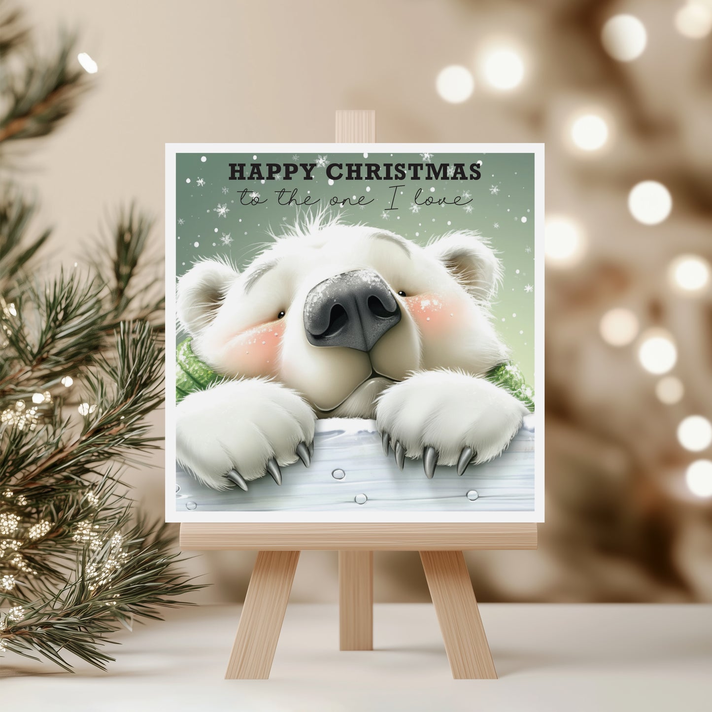 Cute Polar Bear Christmas Card: To the One I Love