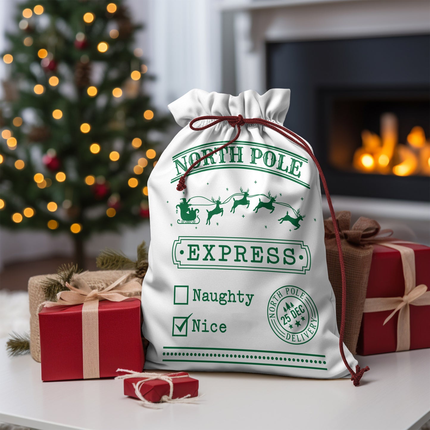 Small Linen Santa Sack
