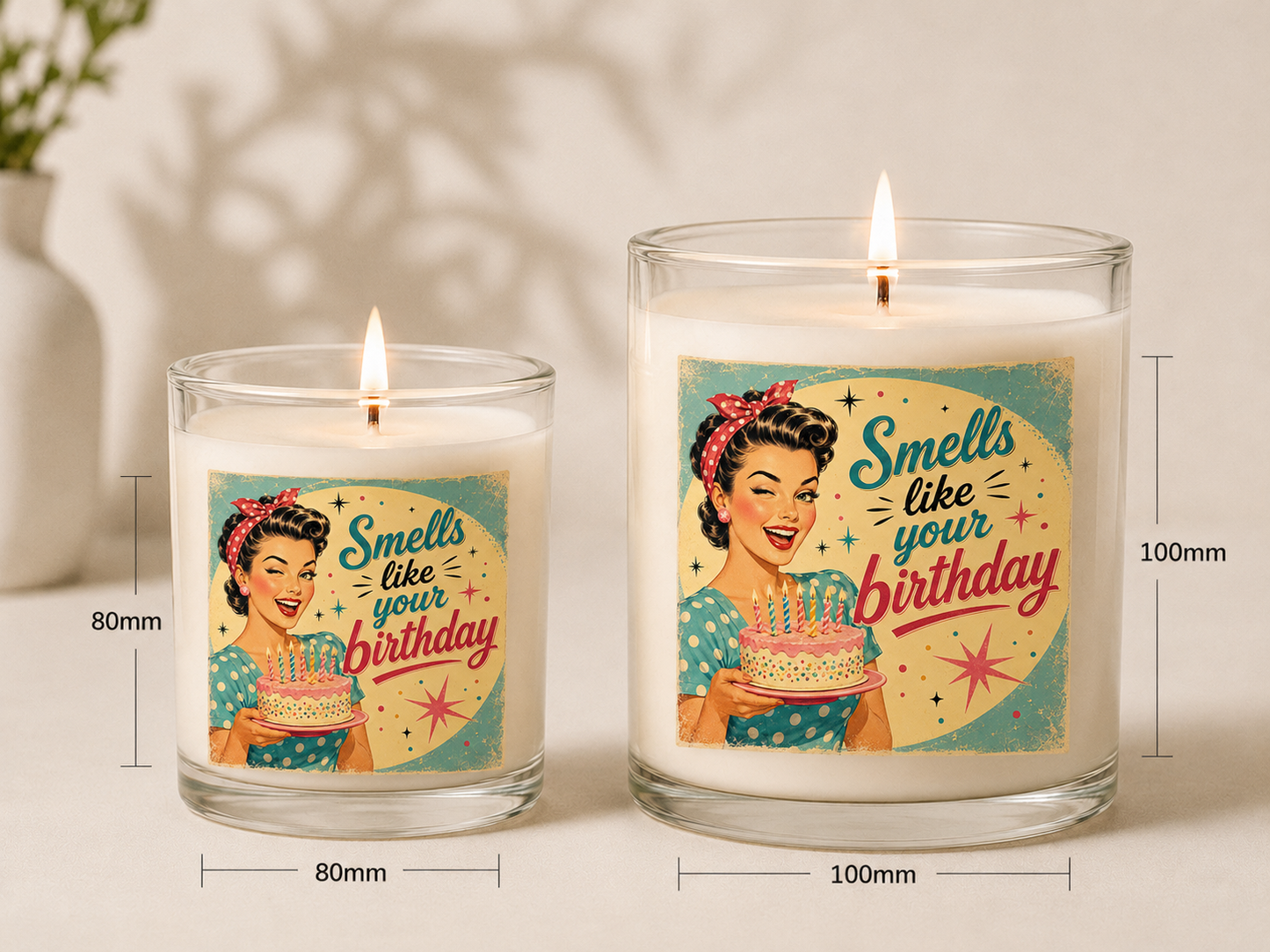 Retro Smells Like Your Birthday Candle Label