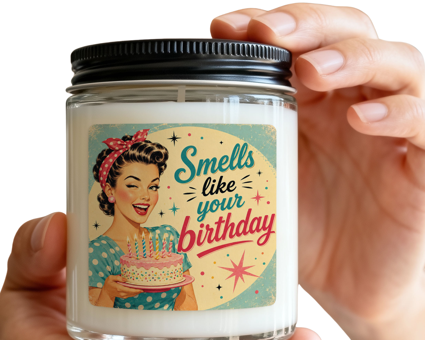 Retro Smells Like Your Birthday Candle Label