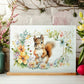 Floral Squirrel Glass Chopping Board