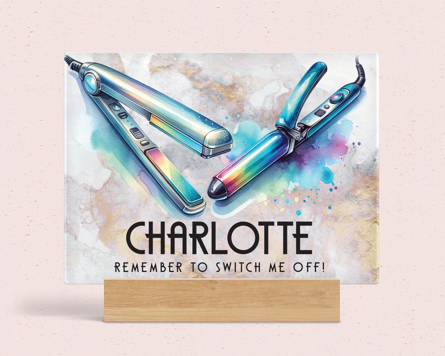 Personalised Glass Hair Straighteners Board : Heat Protection for Dressing Table