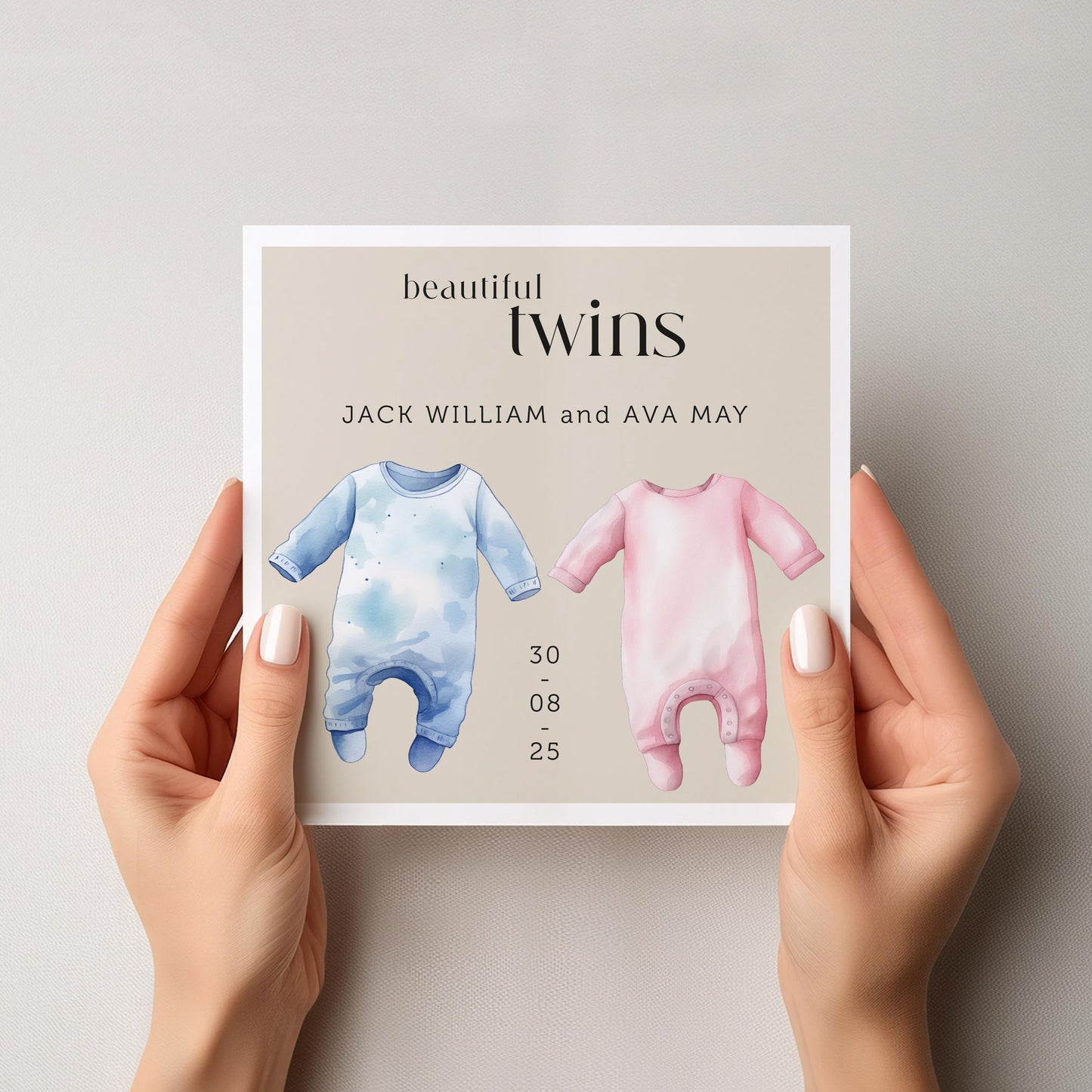 Personalised New Baby Card: Twins, Boy, Girl, Welcome to the World