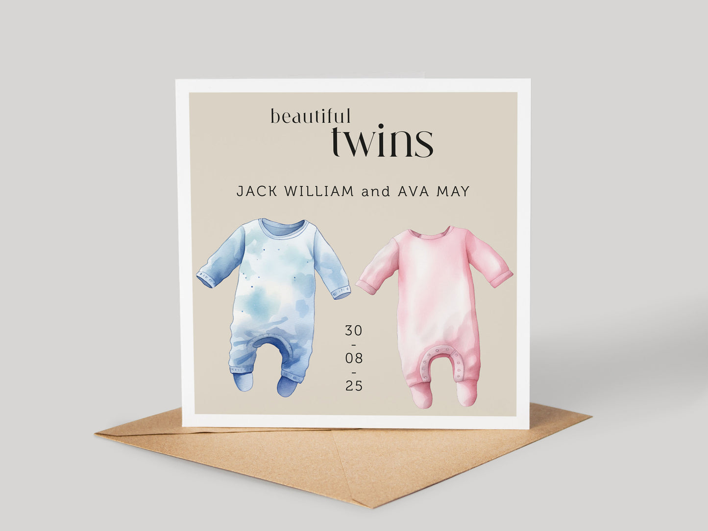 Personalised New Baby Card: Twins, Boy, Girl, Welcome to the World