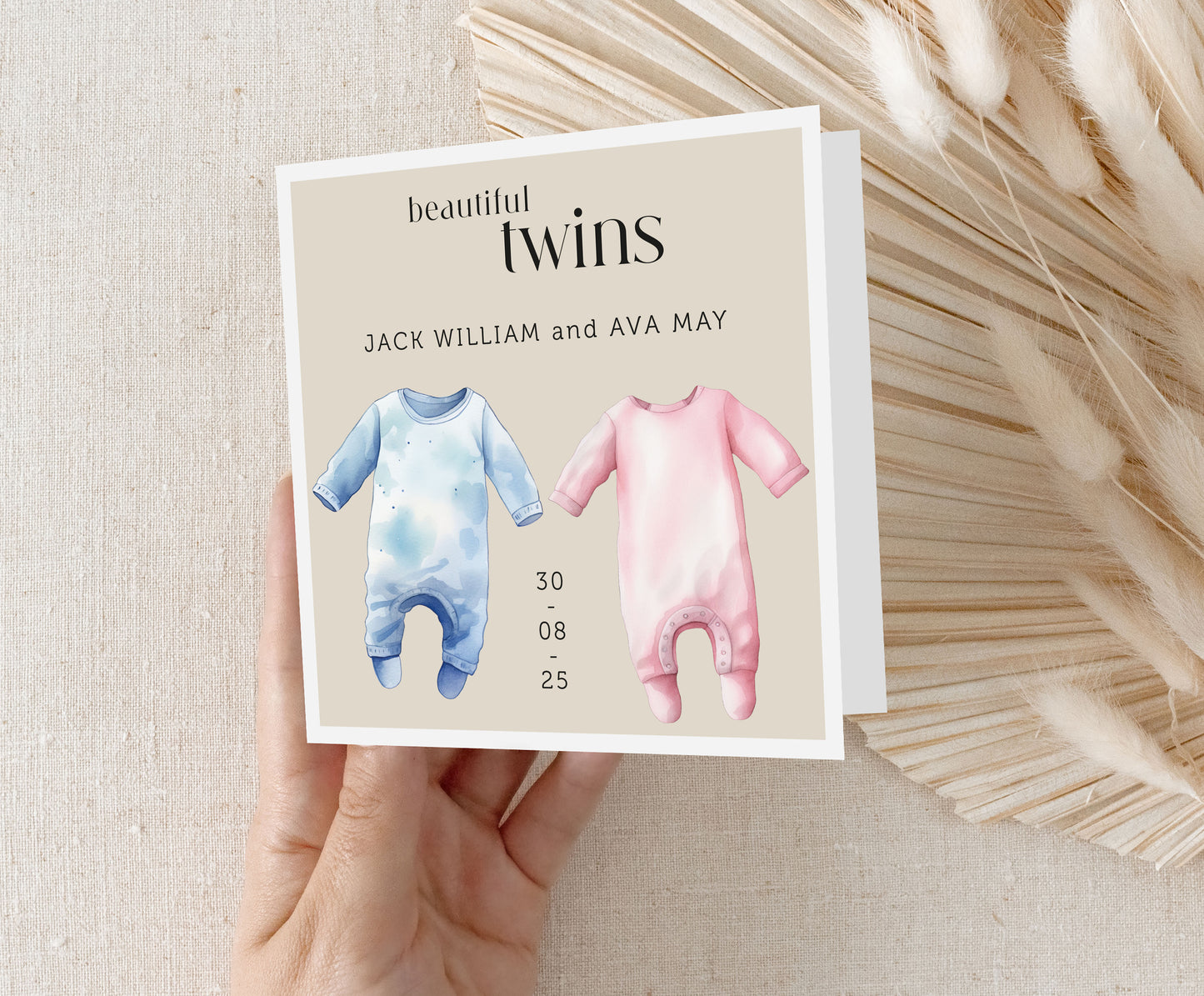 Personalised New Baby Card: Twins, Boy, Girl, Welcome to the World