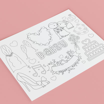 Children's Personalised Wedding Colouring Activity Mat