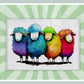 Quirky Rainbow Sheep Glass Chopping Board
