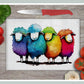 Quirky Rainbow Sheep Glass Chopping Board