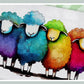 Quirky Rainbow Sheep Glass Chopping Board