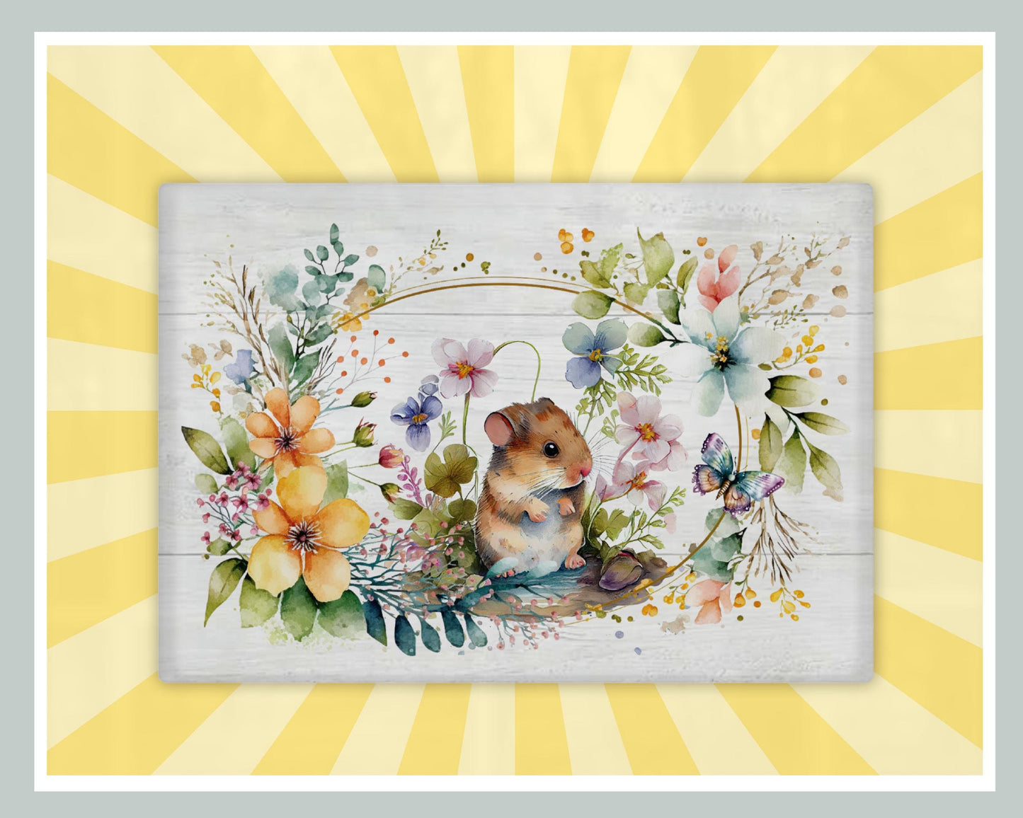 Floral Mouse Glass Chopping Board