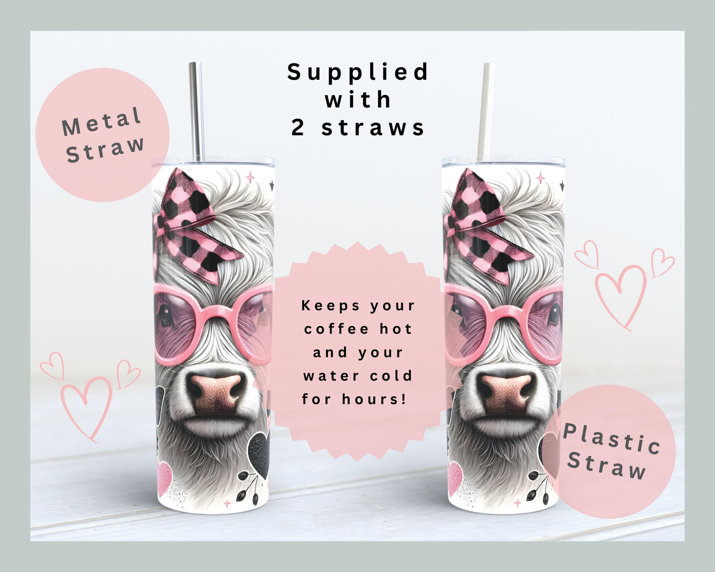 Highland Cow in Pink Sunglasses Tumbler